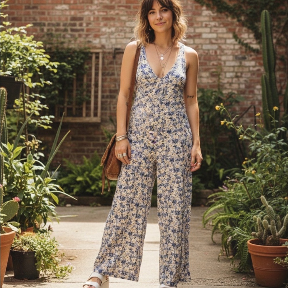 CLEARANCE Vintage 90’s Guess Floral Crossback Jumpsuit Romper Cottagecore Sz 3